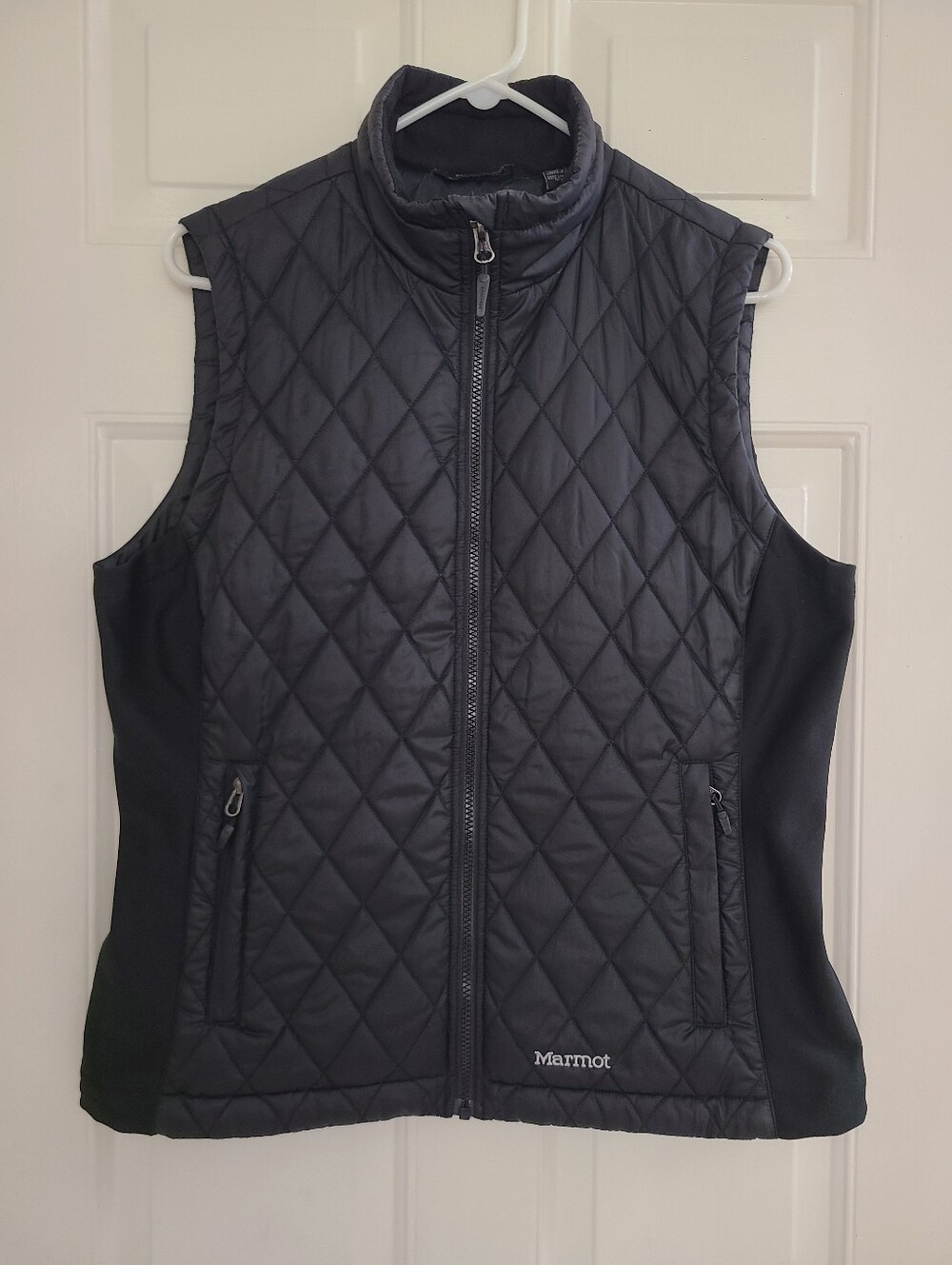 Marmot Kitzbuhel Quilted Vest Womens Size L Black Softshell Sleeveless Full Zip